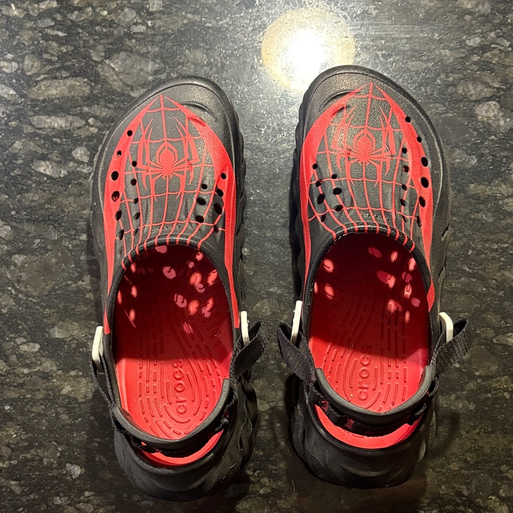 CROCS Kids Black and Red Spider Clogs